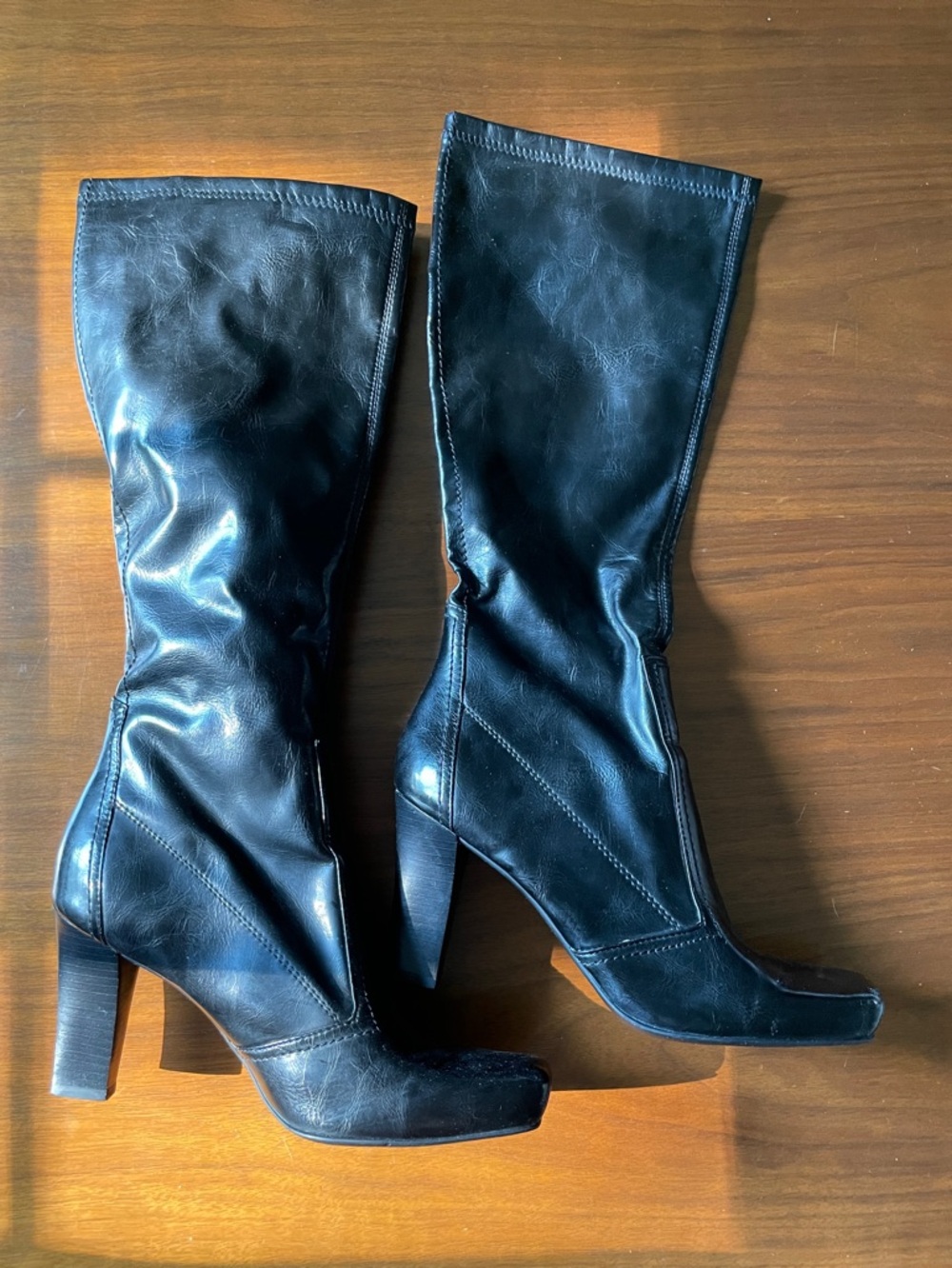 Beautifully crafted Franco Sarto Women's Black Faux-Leather Heeled Boots